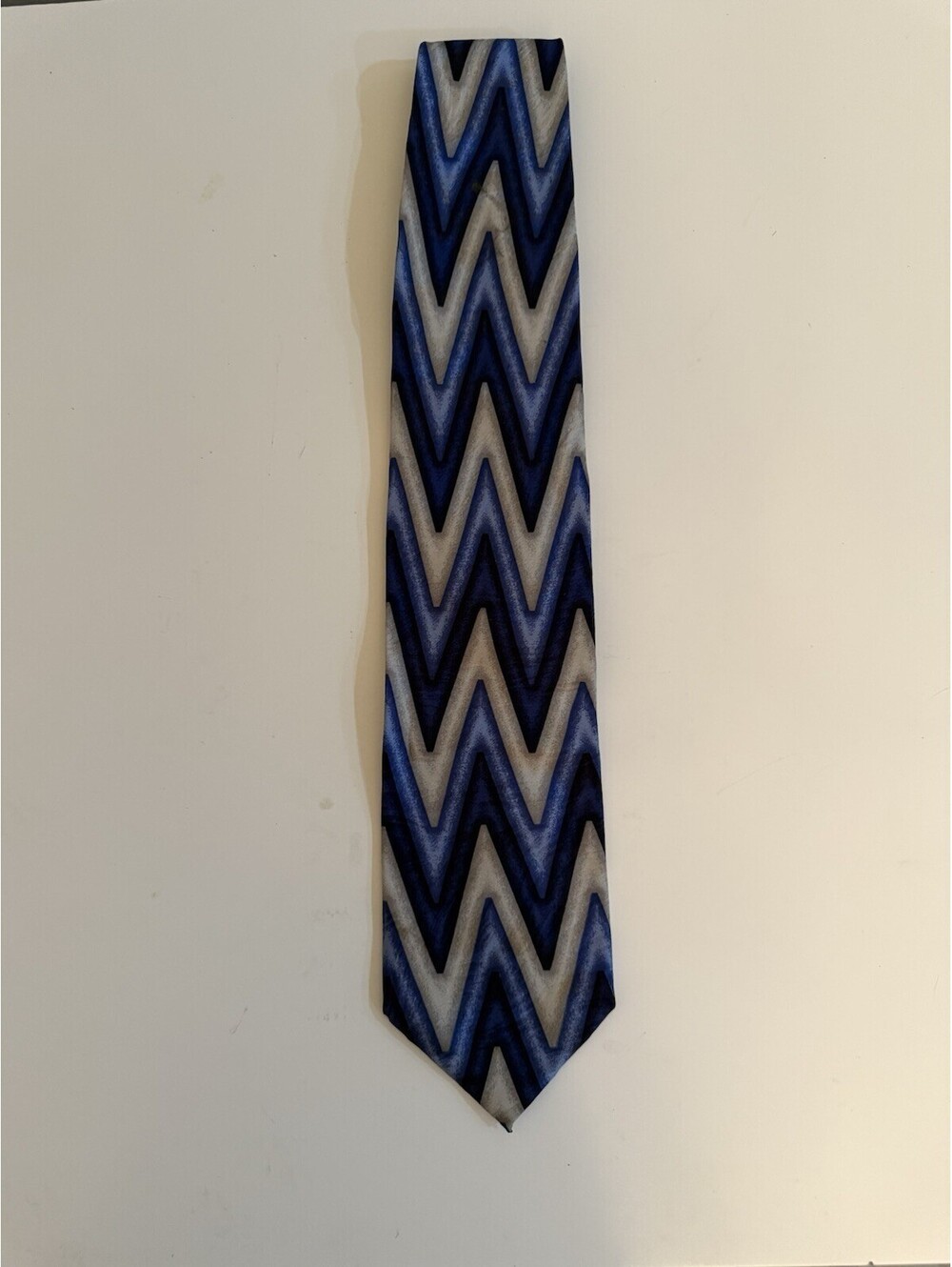 Luxurious Franco Di Napoli Silk Men’s Neck Tie Blue Navy Gray Hand Made in Korea
